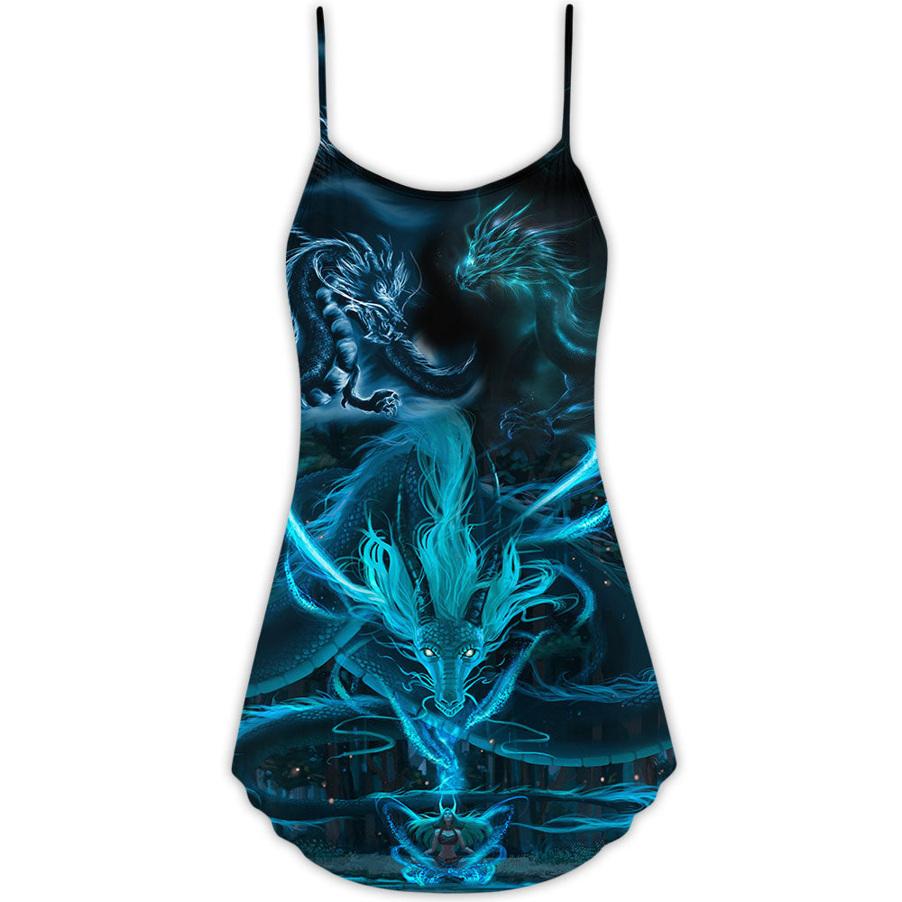 Blue Dragon Lightning Witch – Women's Summer Sleeveless V-Neck Camisole Dress