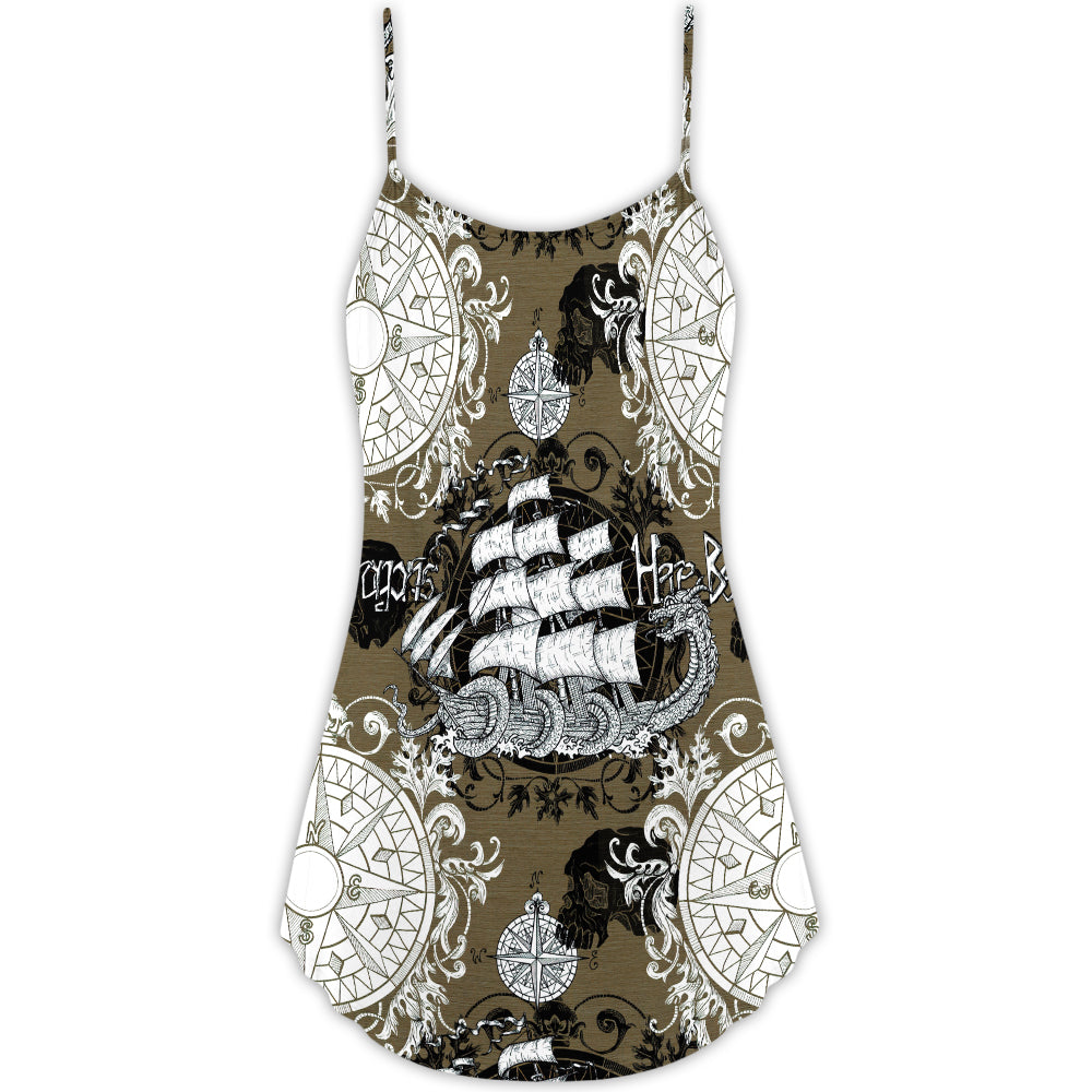 Dragon Old Ship Vintage Sea Life – Women's Summer Sleeveless V-Neck Camisole Dress