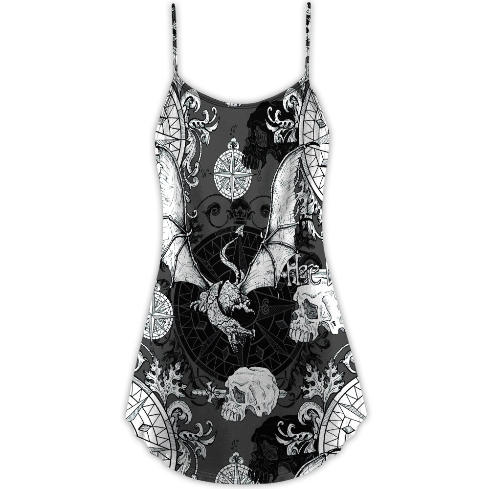 Gothic Dragon Fire Compass – Women's Summer Sleeveless V-Neck Camisole Dress