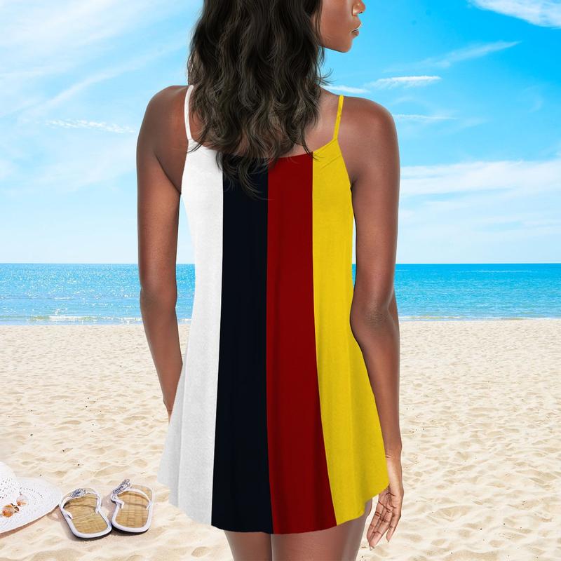 Tribal People Together Summer Vibes Limited – Women's Summer Sleeveless V-Neck Camisole Dress