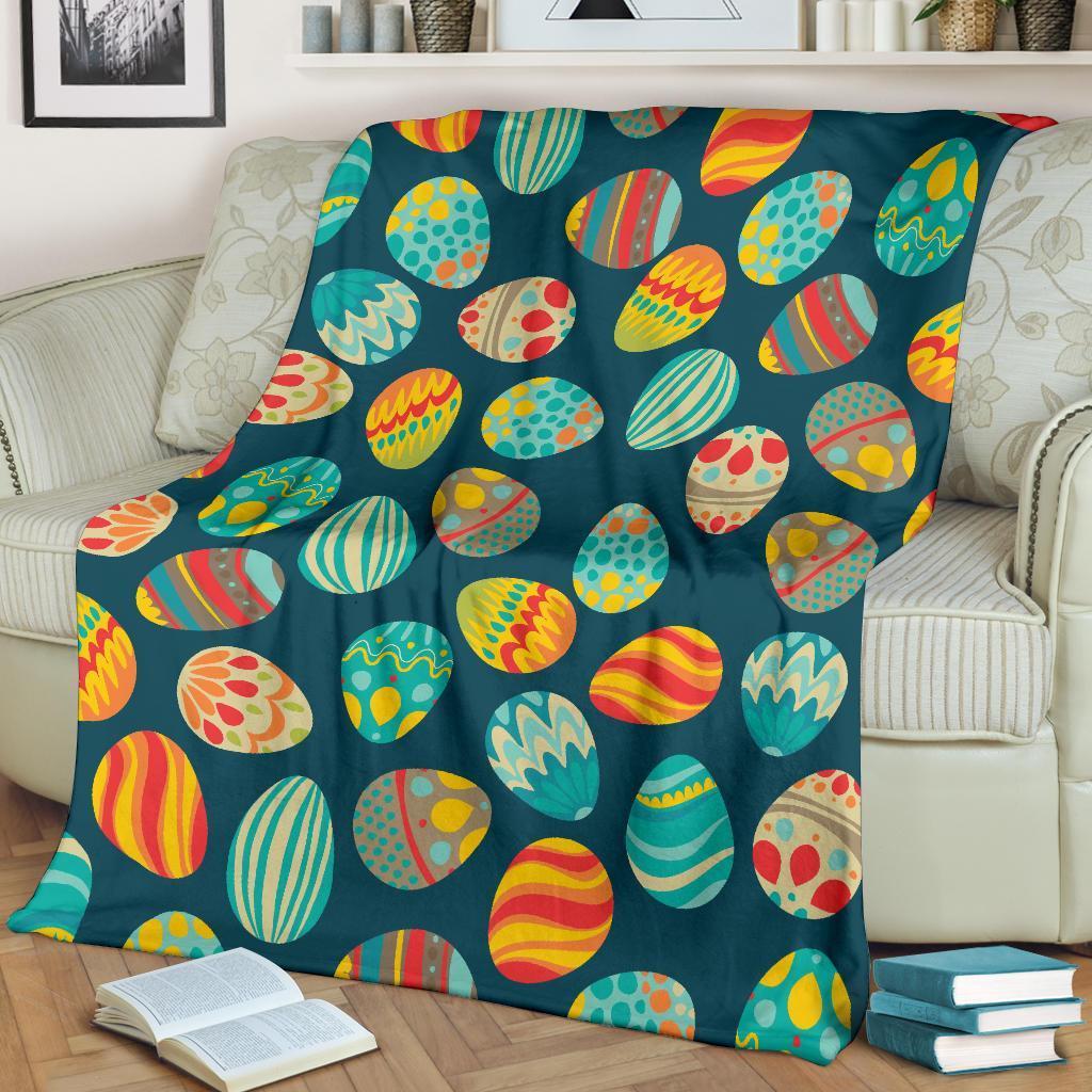 Colorful Easter Egg Pattern Flannel Blanket For Bed Sofa And Reading Nook Decor