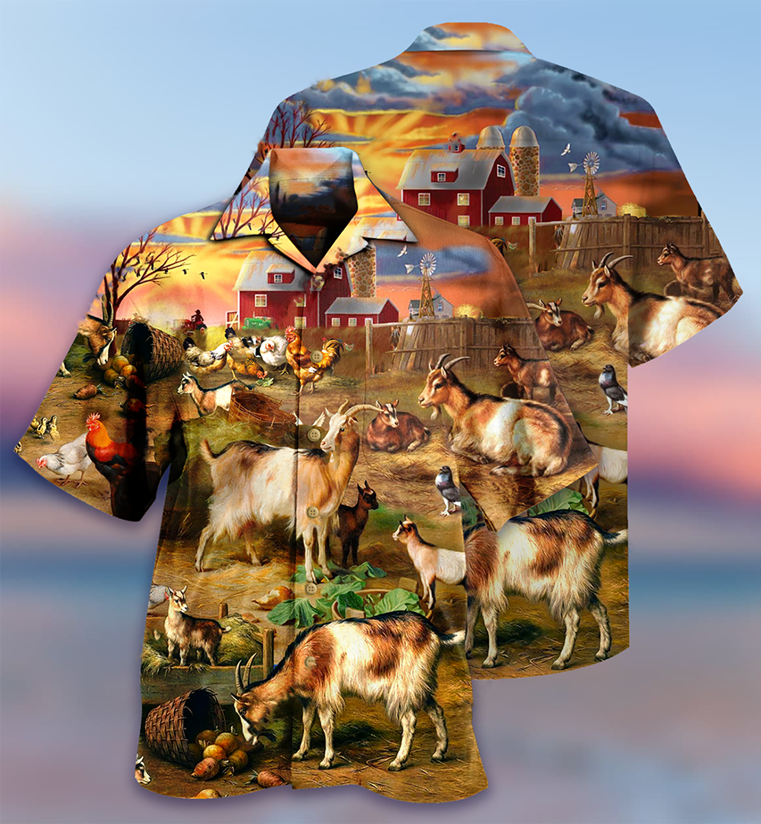 Funny Farm Goat Lover Vintage Style - Hawaiian Shirt