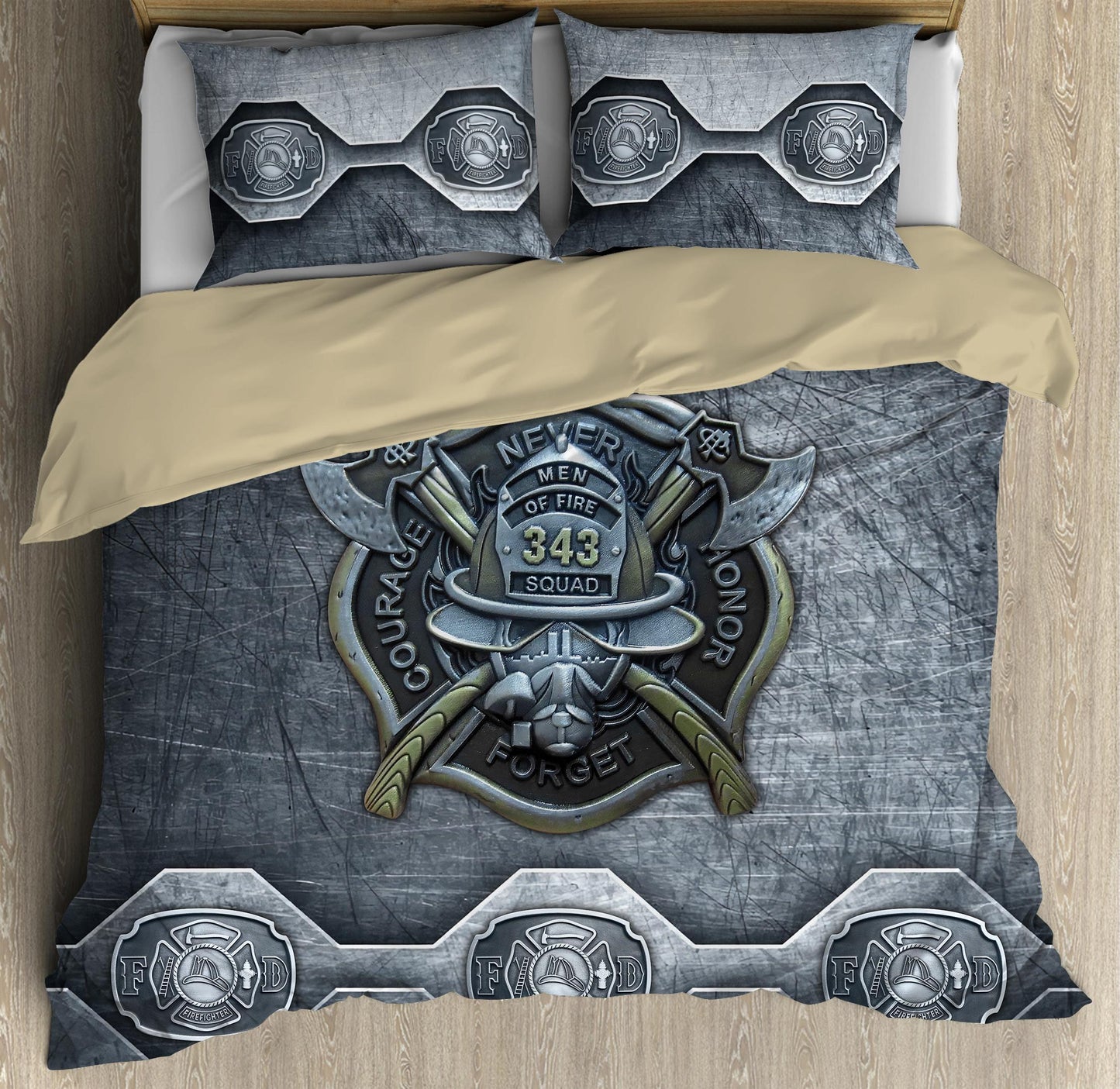 343 Firefighter Warrior Bedding Cover For Firefighter Bedroom Decor