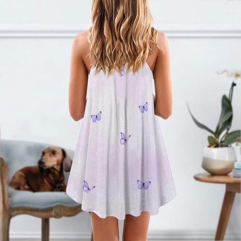 Dogs Love Purple Flower Limited – Women's Summer Sleeveless V-Neck Camisole Dress