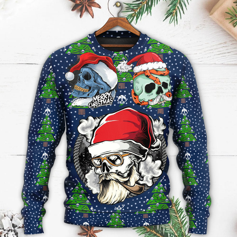 Christmas Skull Santa Hat Snow – Sweater - Ugly Christmas Sweater