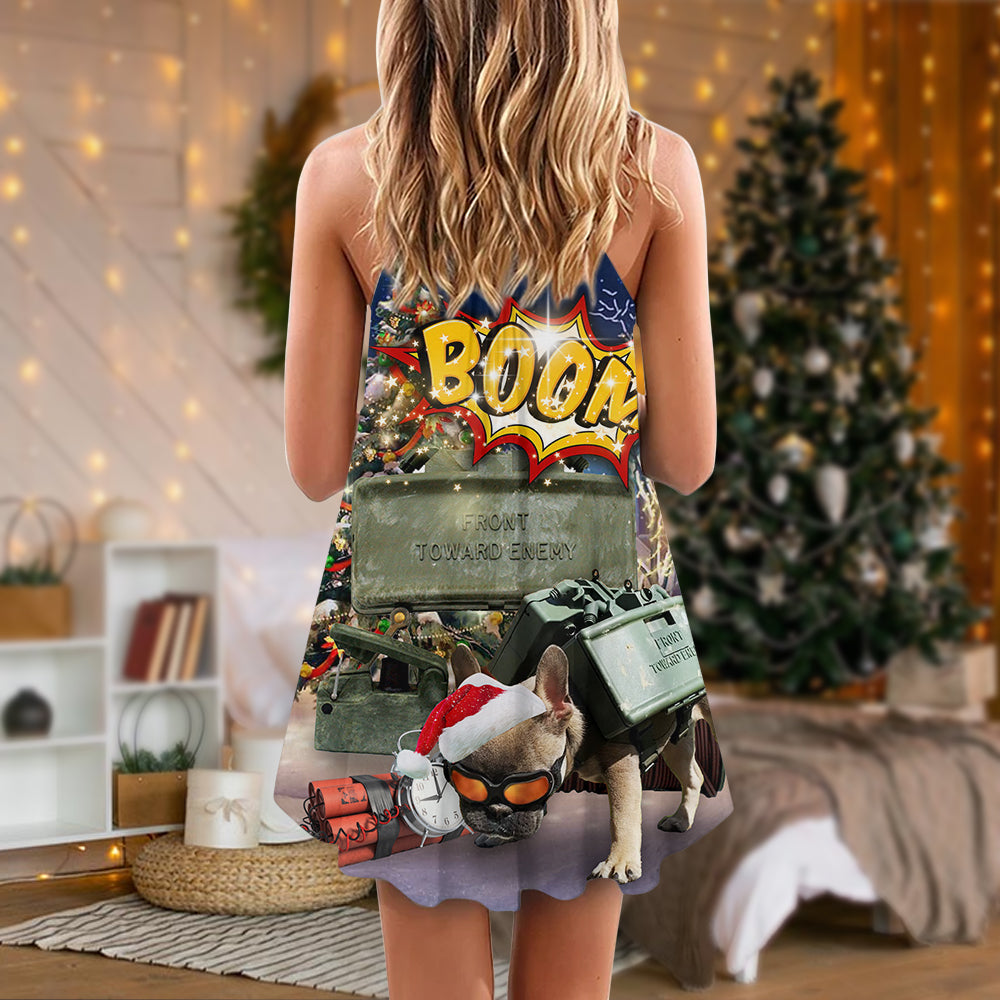 Winter Sword And Dog Snow Night – Women's Summer Sleeveless V-Neck Camisole Dress