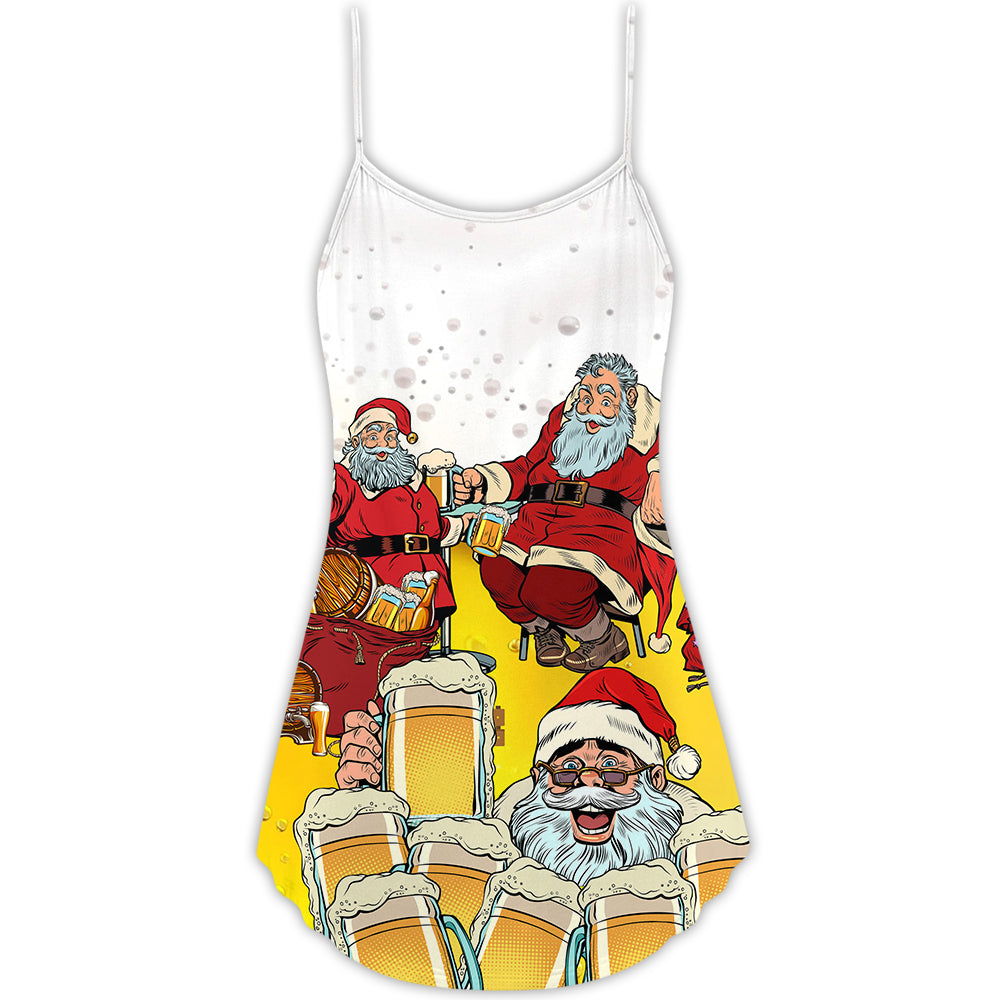 Christmas Santa Wants More Beer – Women's Summer Sleeveless V-Neck Camisole Dress