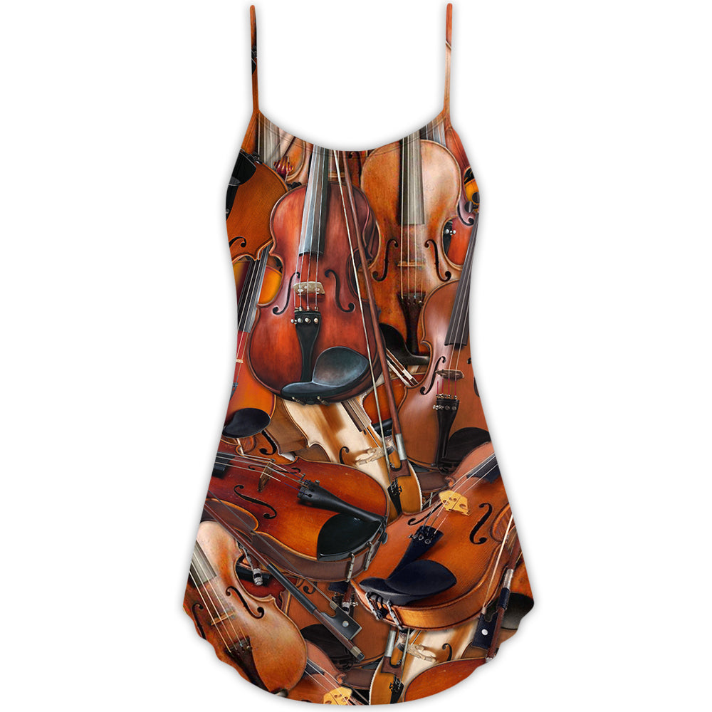 Violin Instrument Lover Quote – Women's Summer Sleeveless V-Neck Camisole Dress