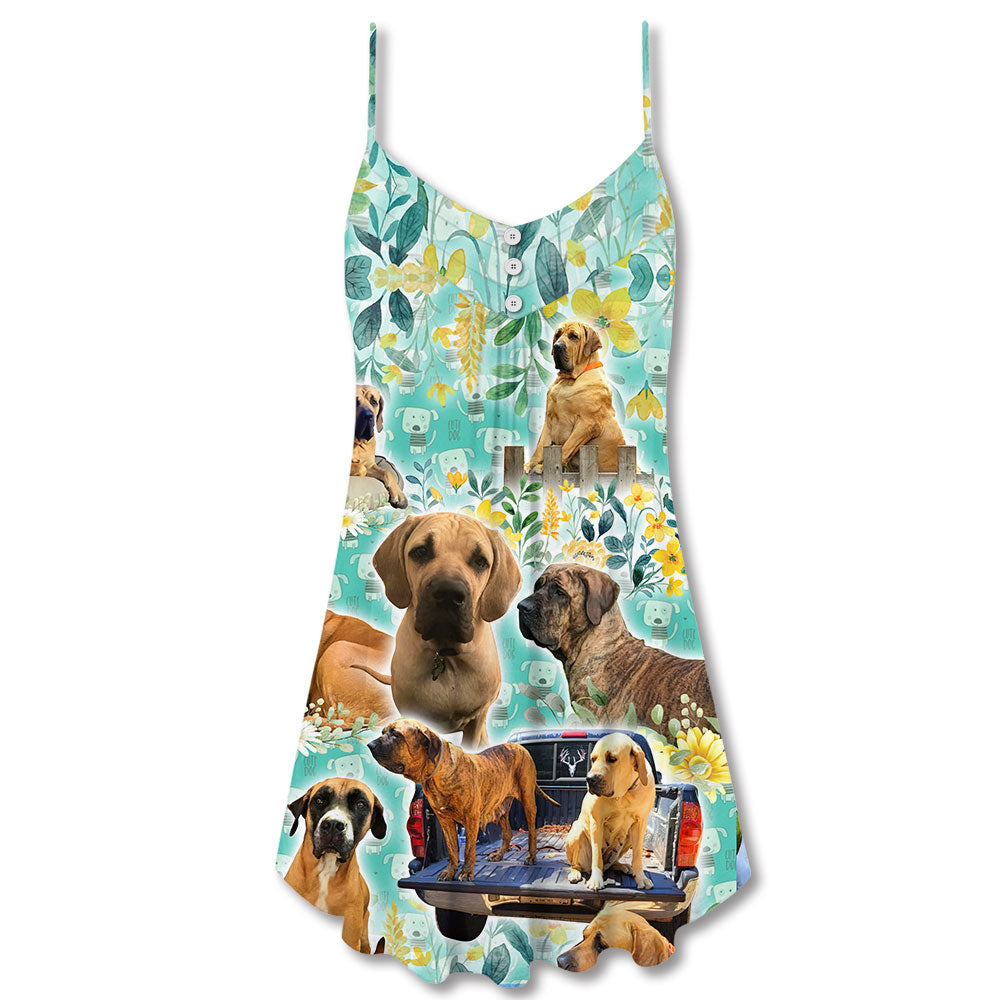 Dog Family Santa Merry Christmas Snow – Women's Summer Sleeveless V-Neck Camisole Dress