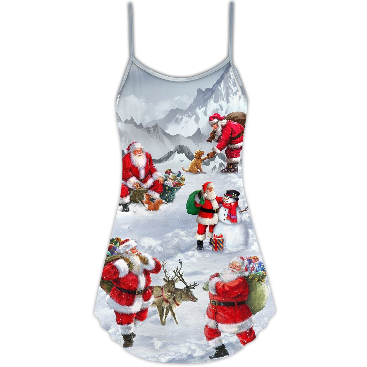 Santa Snow Mountain Art – Women's Summer Sleeveless V-Neck Camisole Dress