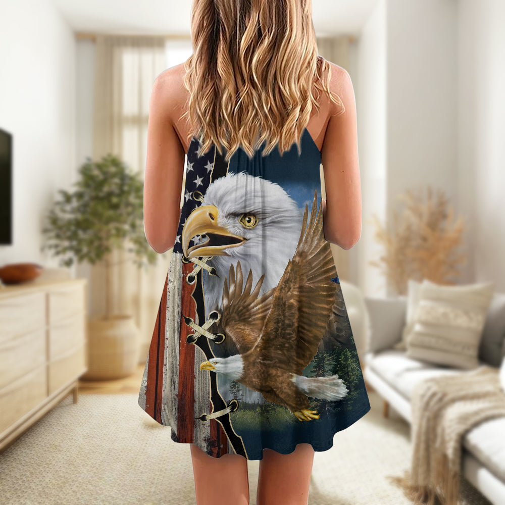 Eagle Wildlife Faith – Women's Summer Sleeveless V-Neck Camisole Dress