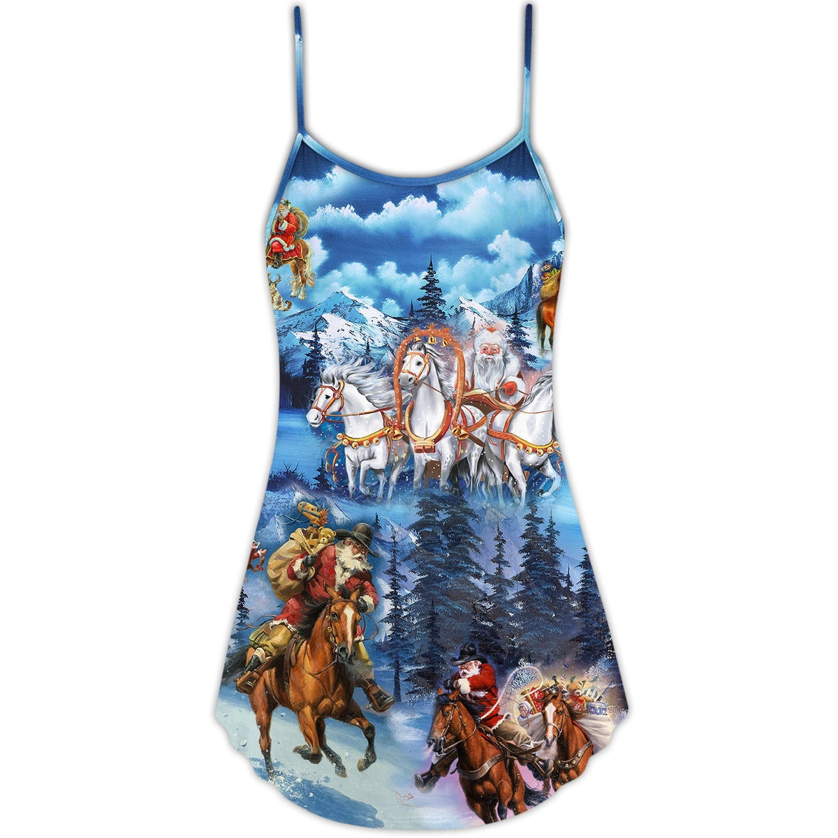 Horses And Santa Christmas Love – Women's Summer Sleeveless V-Neck Camisole Dress
