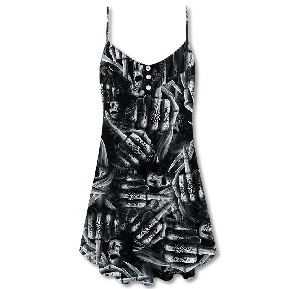 Skull Life And Death Quote – Women's Summer Sleeveless V-Neck Camisole Dress