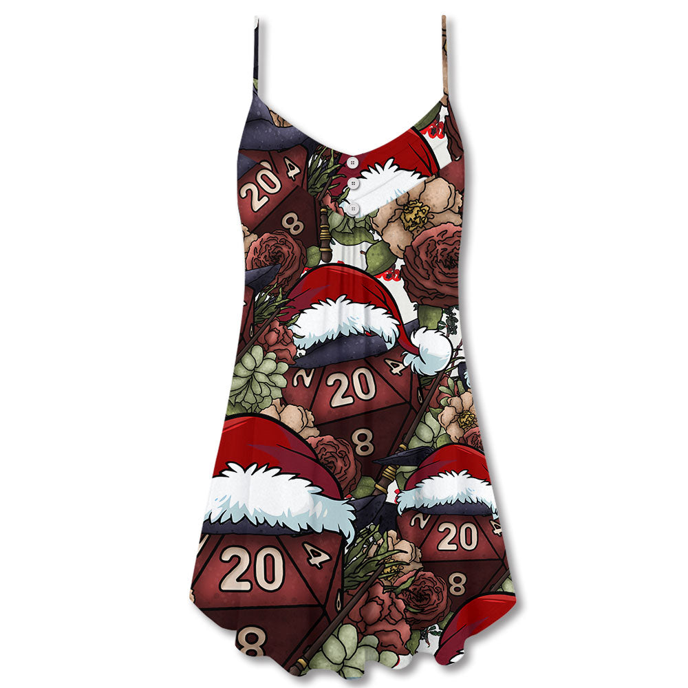 D20 Witch Dice Christmas Vibe – Women's Summer Sleeveless V-Neck Camisole Dress