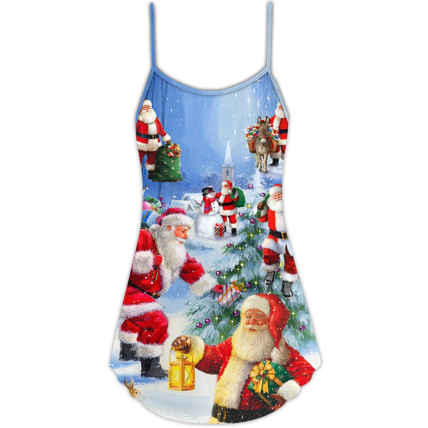 Santa Coming Story Night – Women's Summer Sleeveless V-Neck Camisole Dress