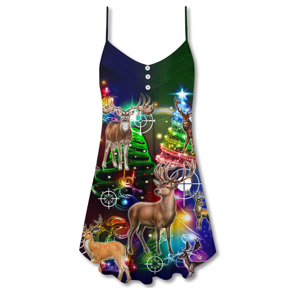 Hunting Lover Christmas Spirit – Women's Summer Sleeveless V-Neck Camisole Dress