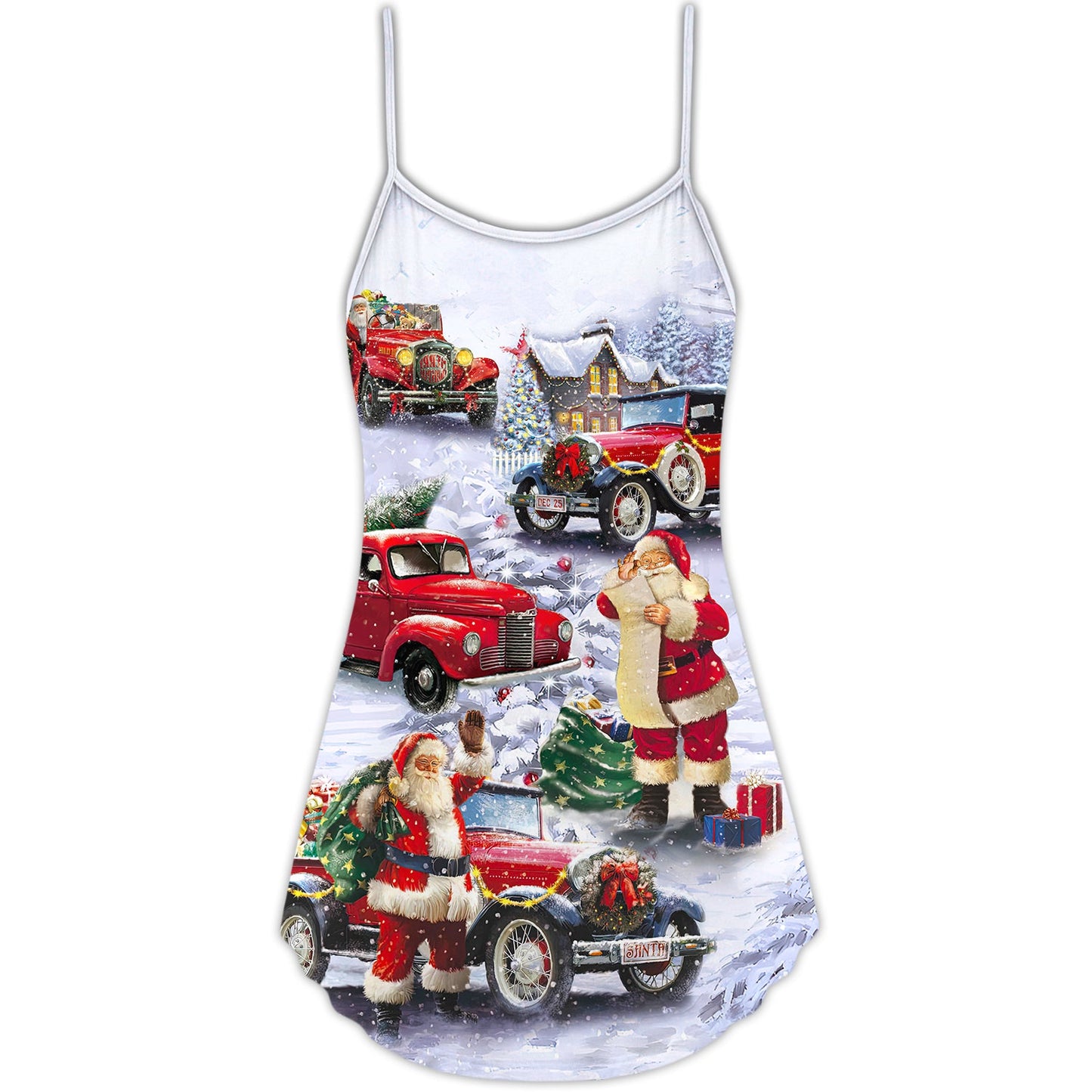Santa Red Truck Gift – Women's Summer Sleeveless V-Neck Camisole Dress