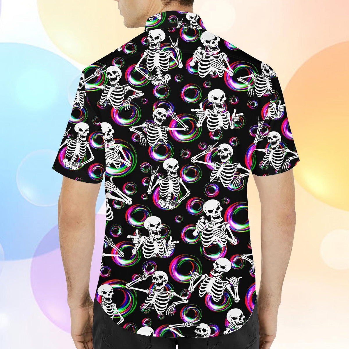 Neon Skeleton Retro Disco Glow Party – Hawaiian Shirt