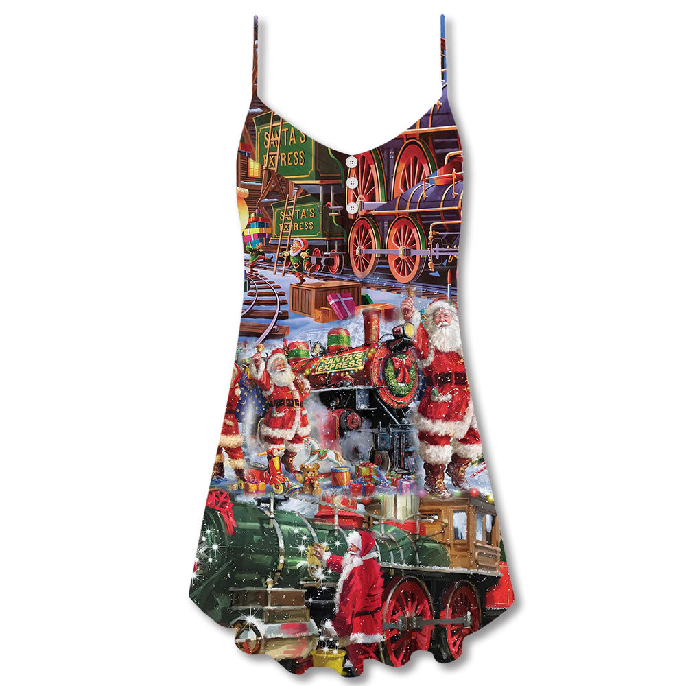Santa Snow Village Spirit Of Giving – Women's Summer Sleeveless V-Neck Camisole Dress