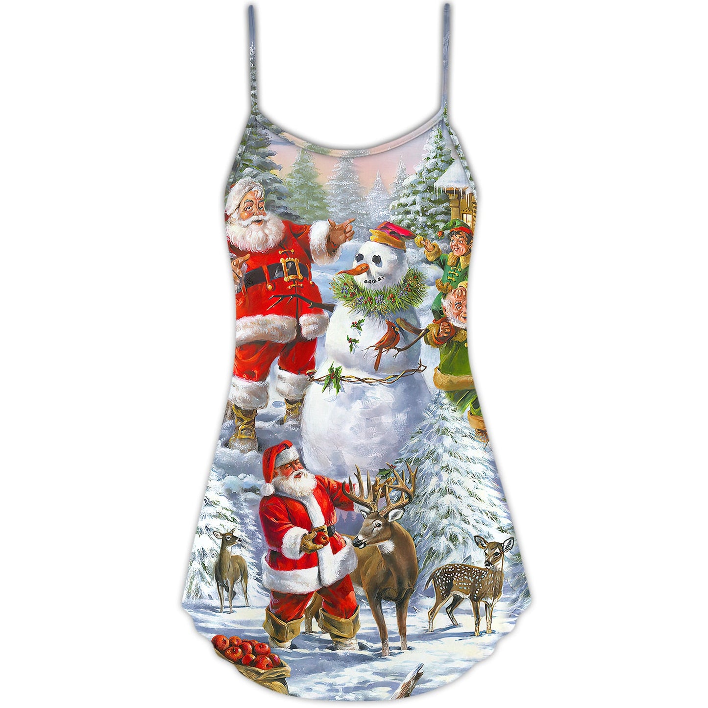 Christmas Santa Snowman Elf Joy – Women's Summer Sleeveless V-Neck Camisole Dress