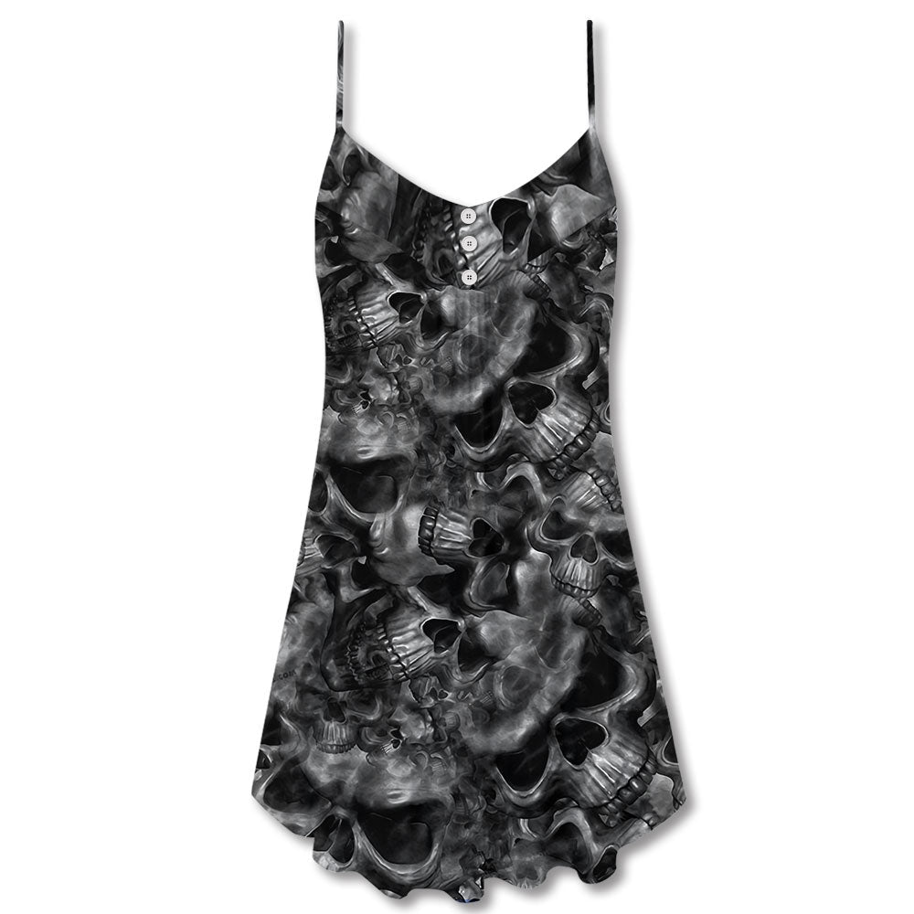 Skull True Face Quote – Women's Summer Sleeveless V-Neck Camisole Dress