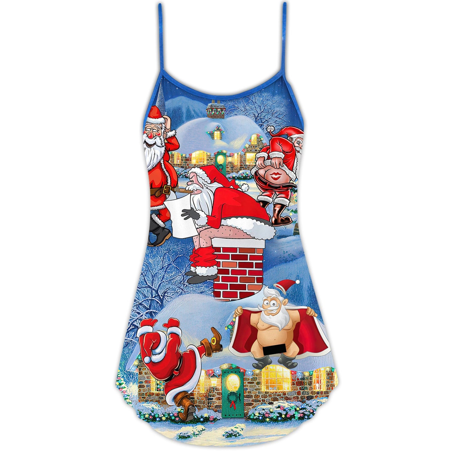 Rebel Santa Beer Humor – Women's Summer Sleeveless V-Neck Camisole Dress