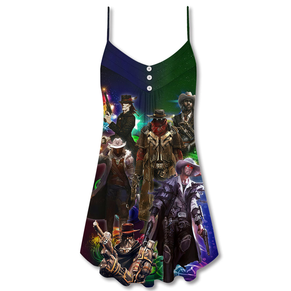 Cowboy Band Christmas Spirit – Women's Summer Sleeveless V-Neck Camisole Dress