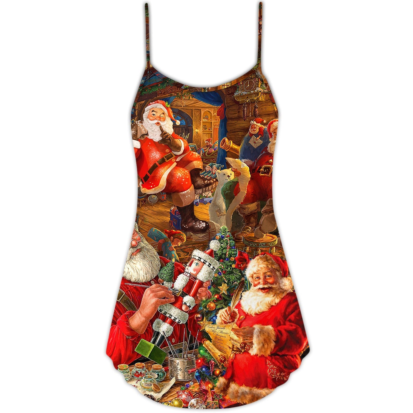 Christmas Santa Gift Holiday Art – Women's Summer Sleeveless V-Neck Camisole Dress