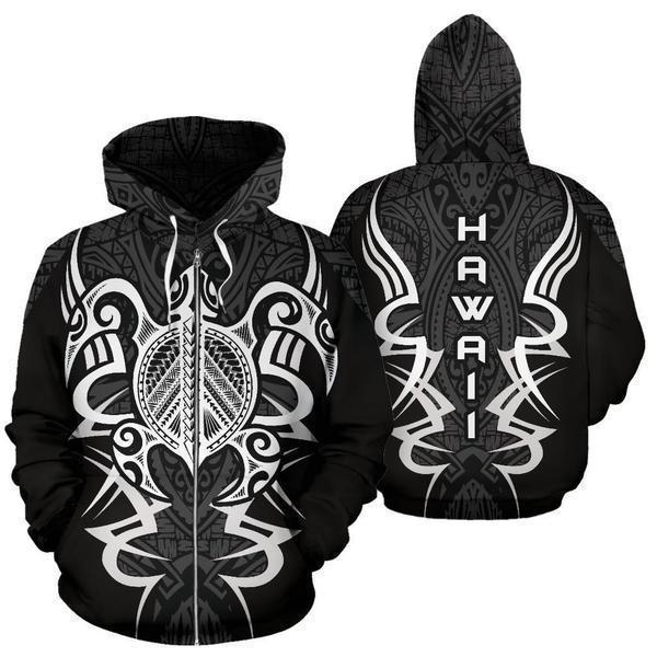 Hawaii Turtle Tribal Gray Armor Art - 3D Hoodie