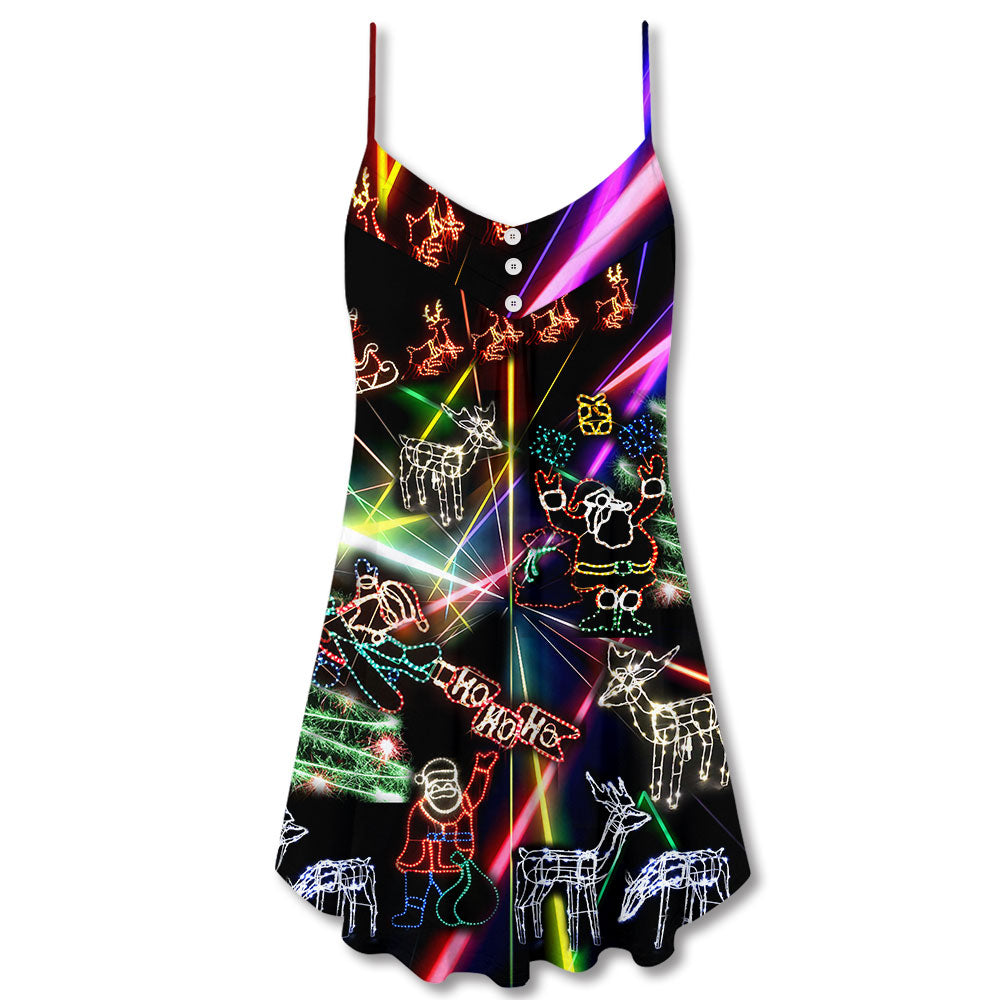 Christmas Tree Neon Snowman – Women's Summer Sleeveless V-Neck Camisole Dress
