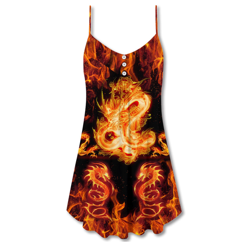 Dragon Fireball Madness – Women's Summer Sleeveless V-Neck Camisole Dress