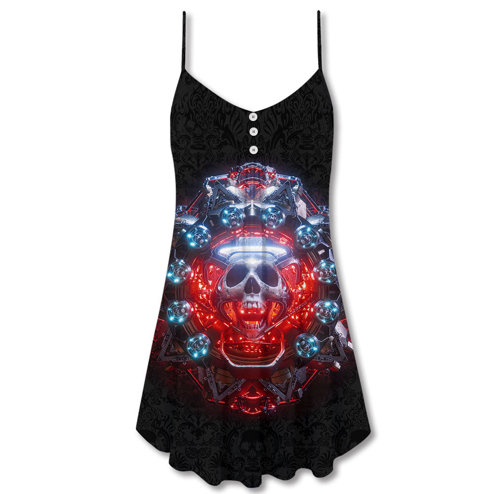 Skull Electric Dream Bold – Women's Summer Sleeveless V-Neck Camisole Dress