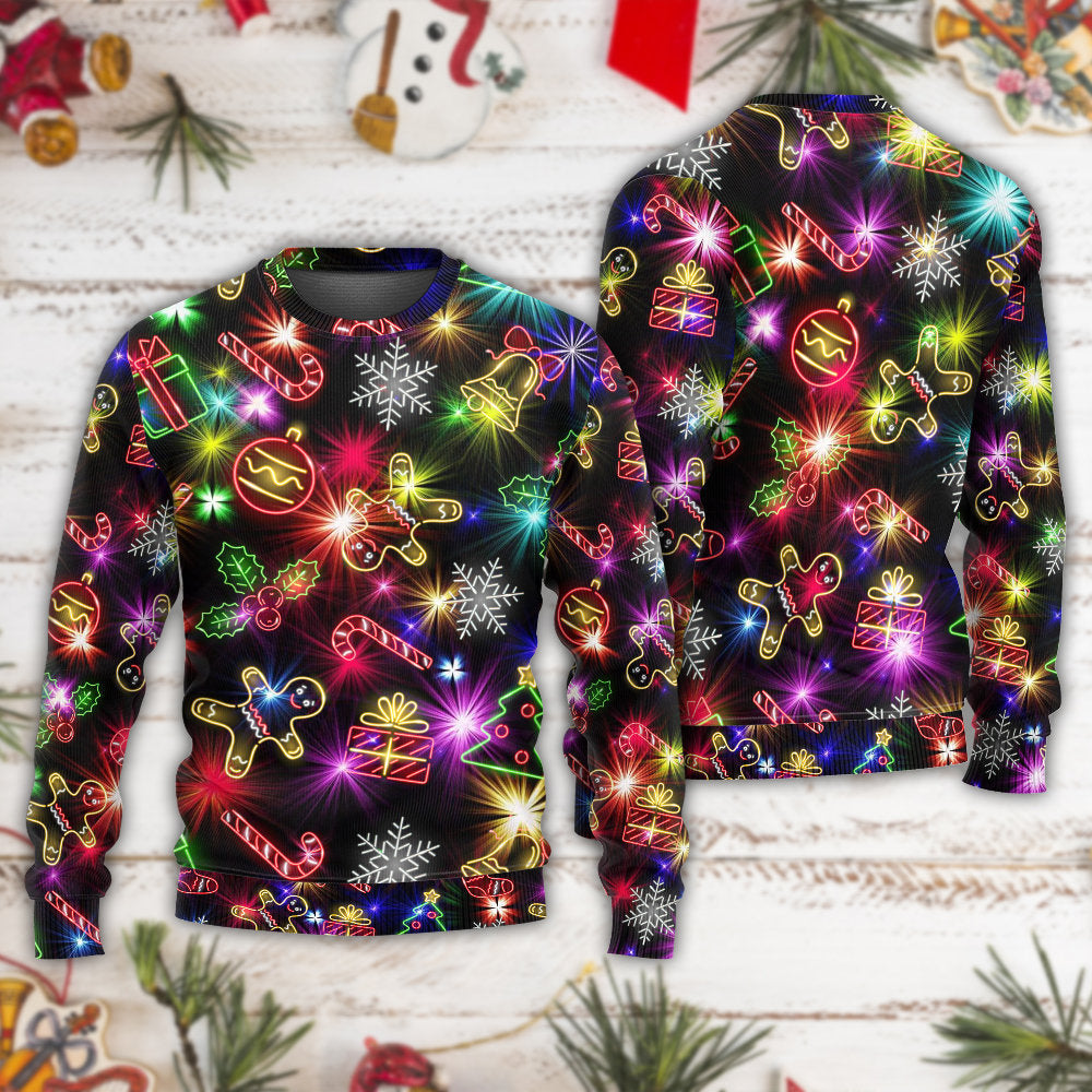 Christmas Tree Gifts Gingerbread Neon – Sweater - Ugly Christmas Sweater