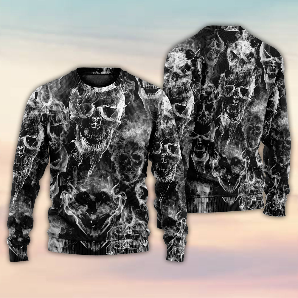 Skull Smoke Dark Fantasy Art – Sweater - Ugly Christmas Sweater