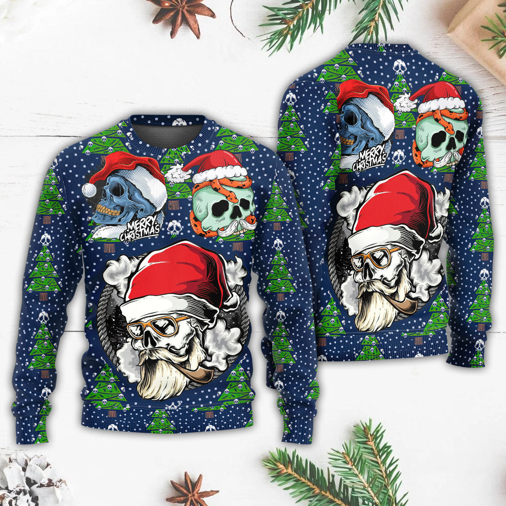 Christmas Skull Santa Hat Snow – Sweater - Ugly Christmas Sweater