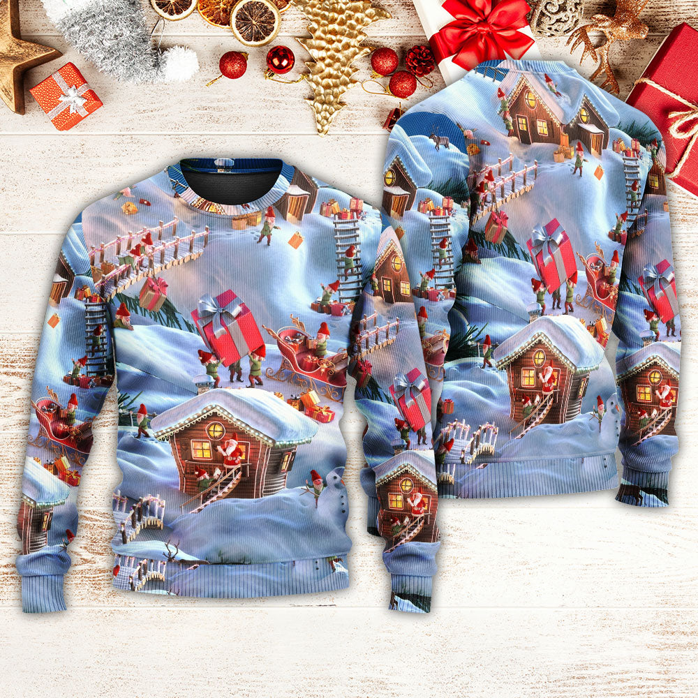 Christmas Santa And Gnome Merry Xmas – Sweater - Ugly Christmas Sweater