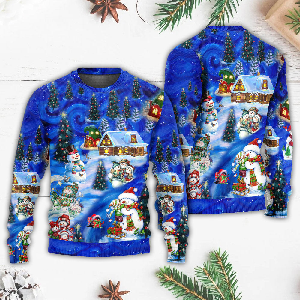 Christmas Snowman Chilling With Friends – Sweater - Ugly Christmas Sweater