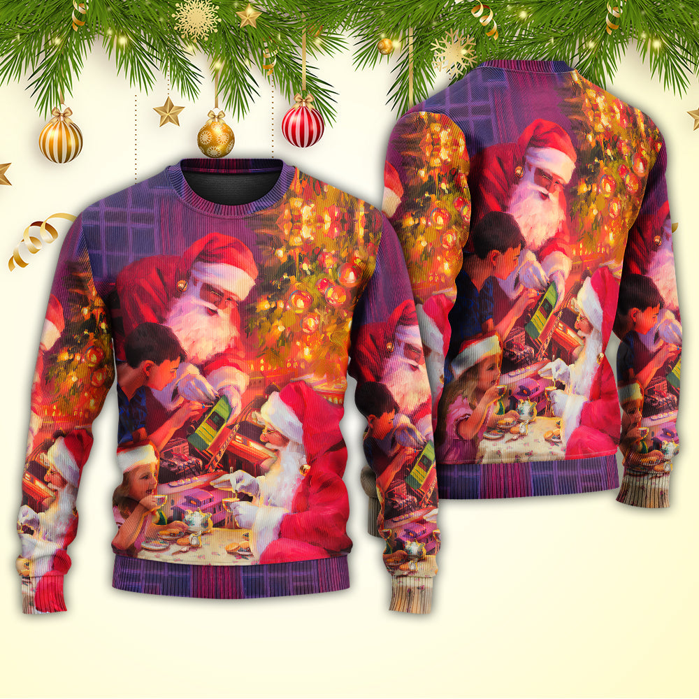 Christmas Santa Story Light Art Style – Sweater - Ugly Christmas Sweater
