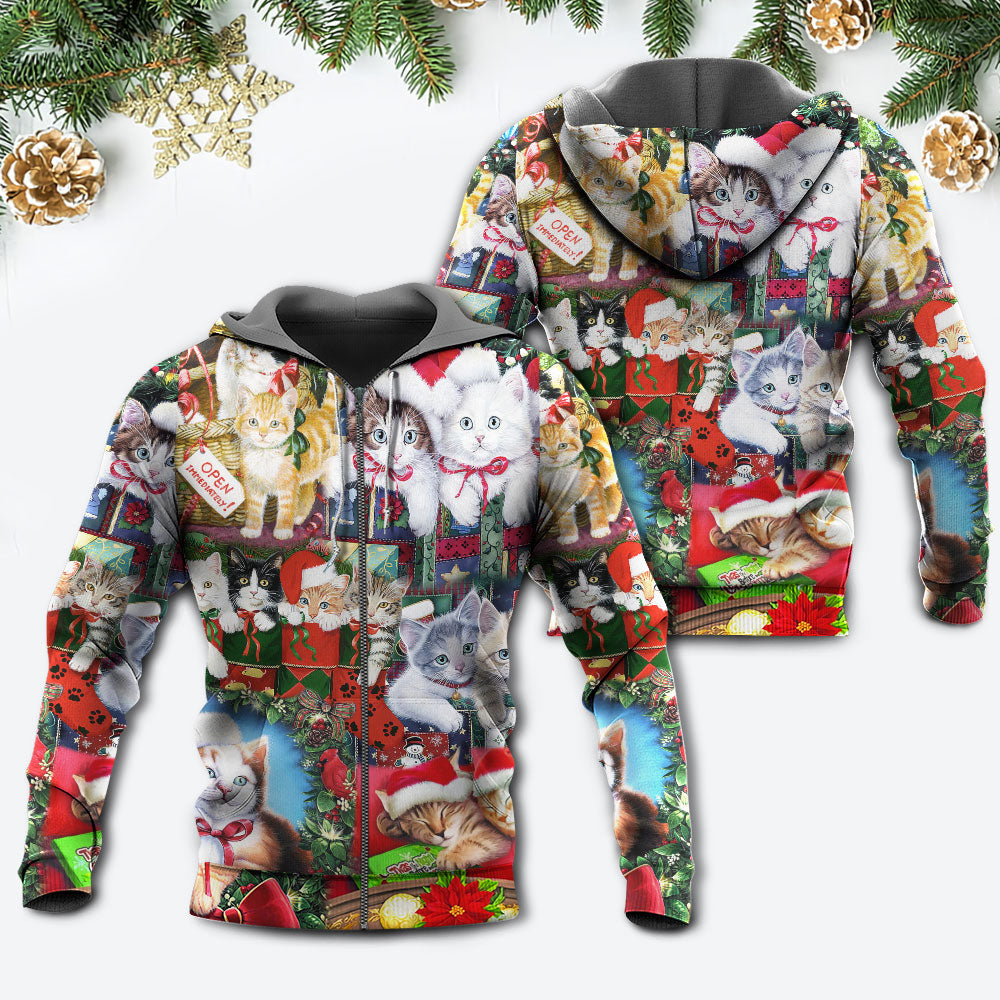 Cat Christmas Tree Merry Xmas - 3D Hoodie