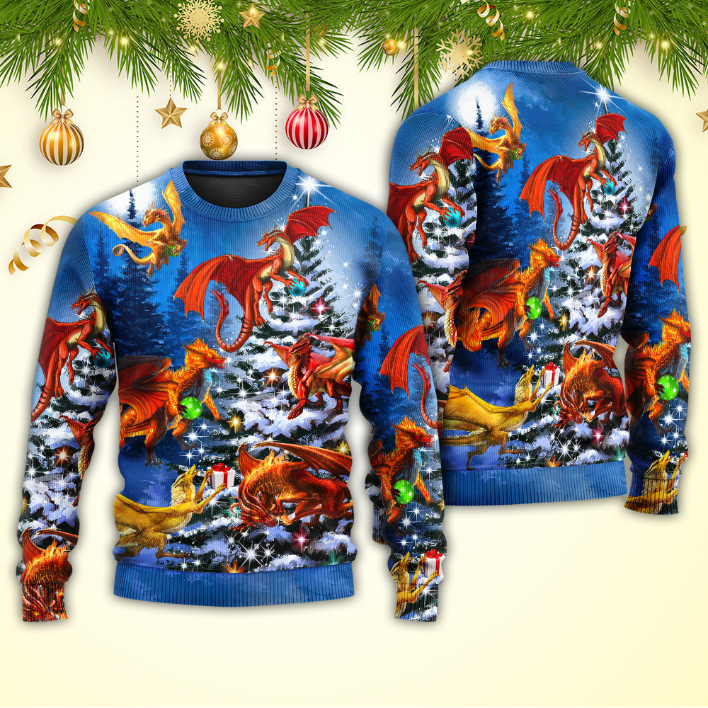 Christmas Dragon Family Love Light Art – Sweater - Ugly Christmas Sweater