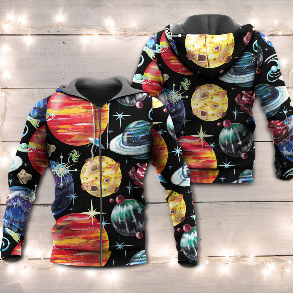 Planet Black Cosmic Art Style - Hoodie