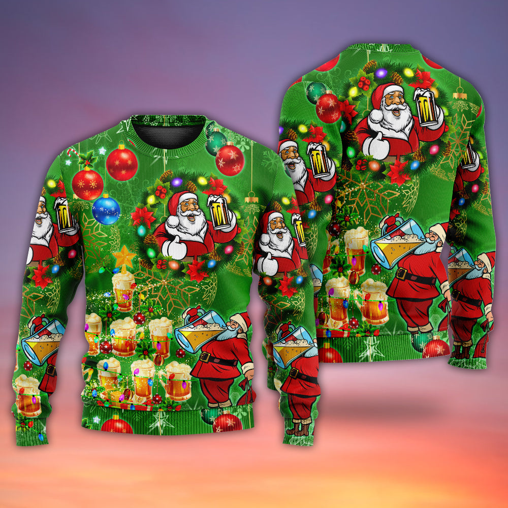 Christmas Funny Santa Holiday Tree Glow – Sweater - Ugly Christmas Sweater