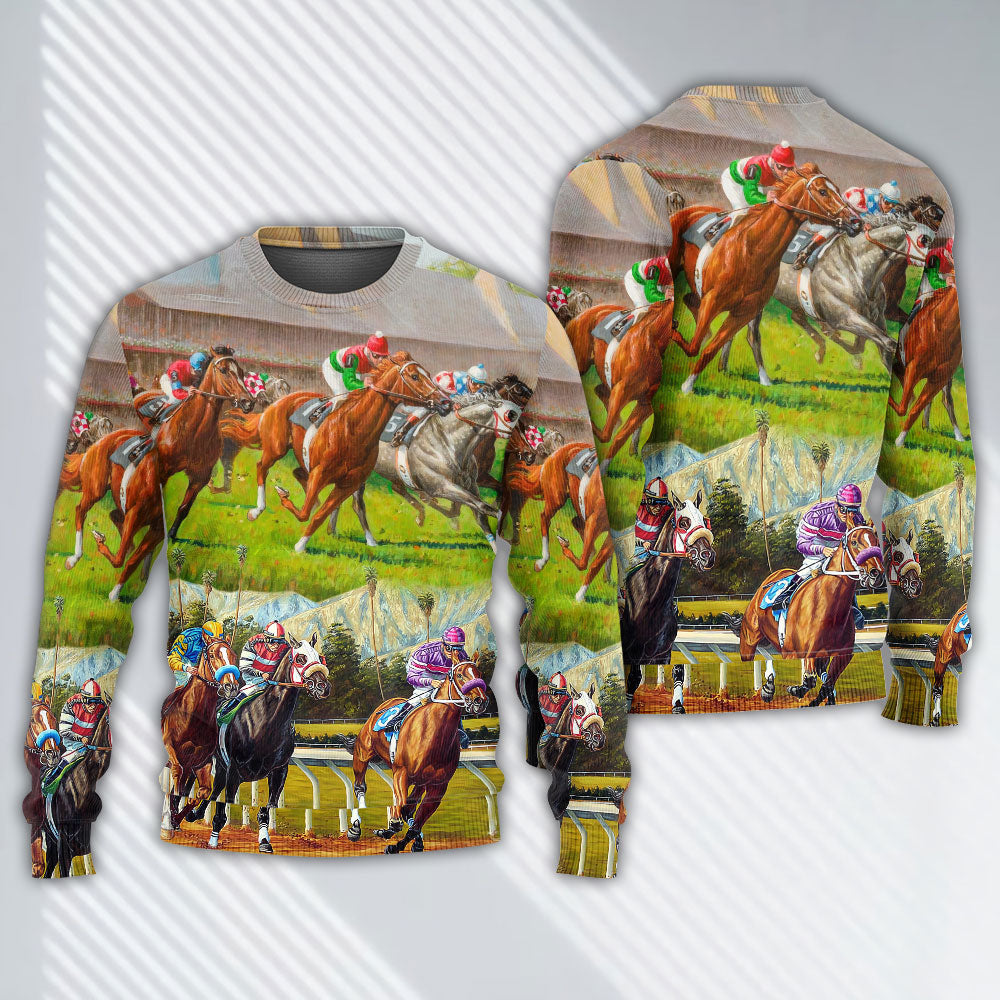Horse Racing Dont Look Back Style – Sweater - Ugly Christmas Sweater