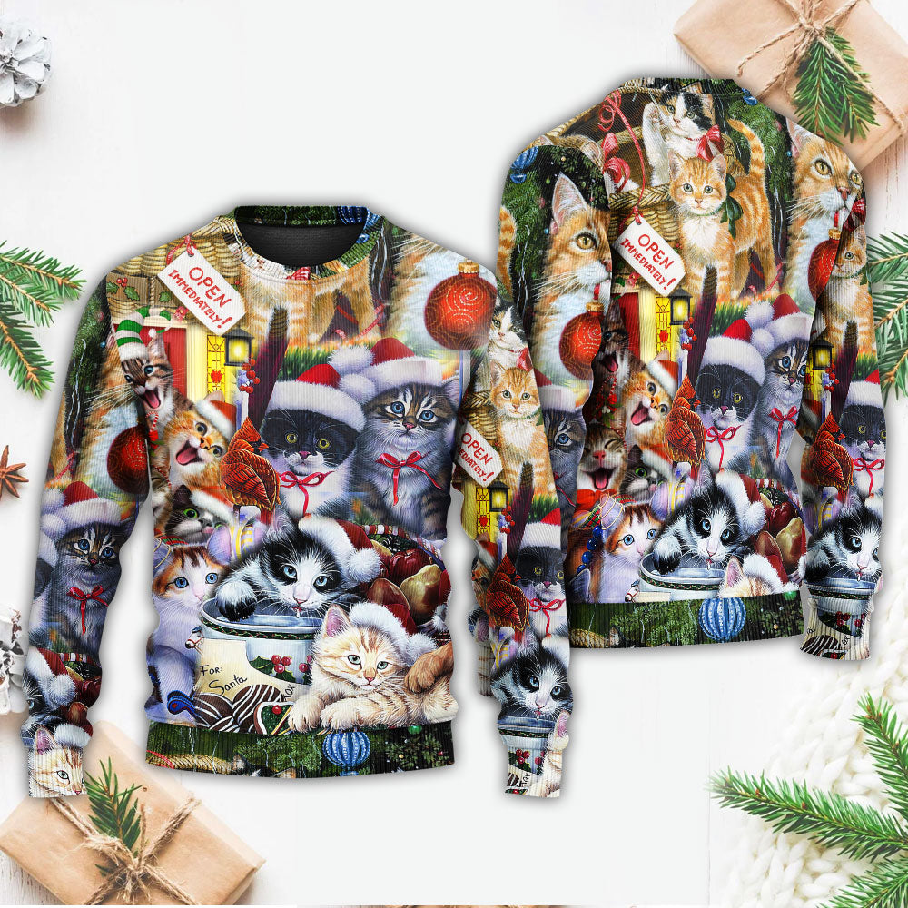 Christmas Cat Love Xmas Art Style – Sweater - Ugly Christmas Sweater