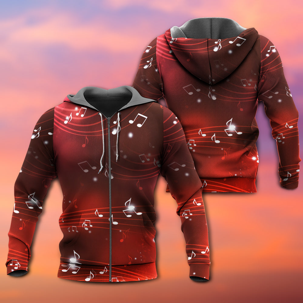 Music Notes Blurry Lights Red - 3D Hoodie