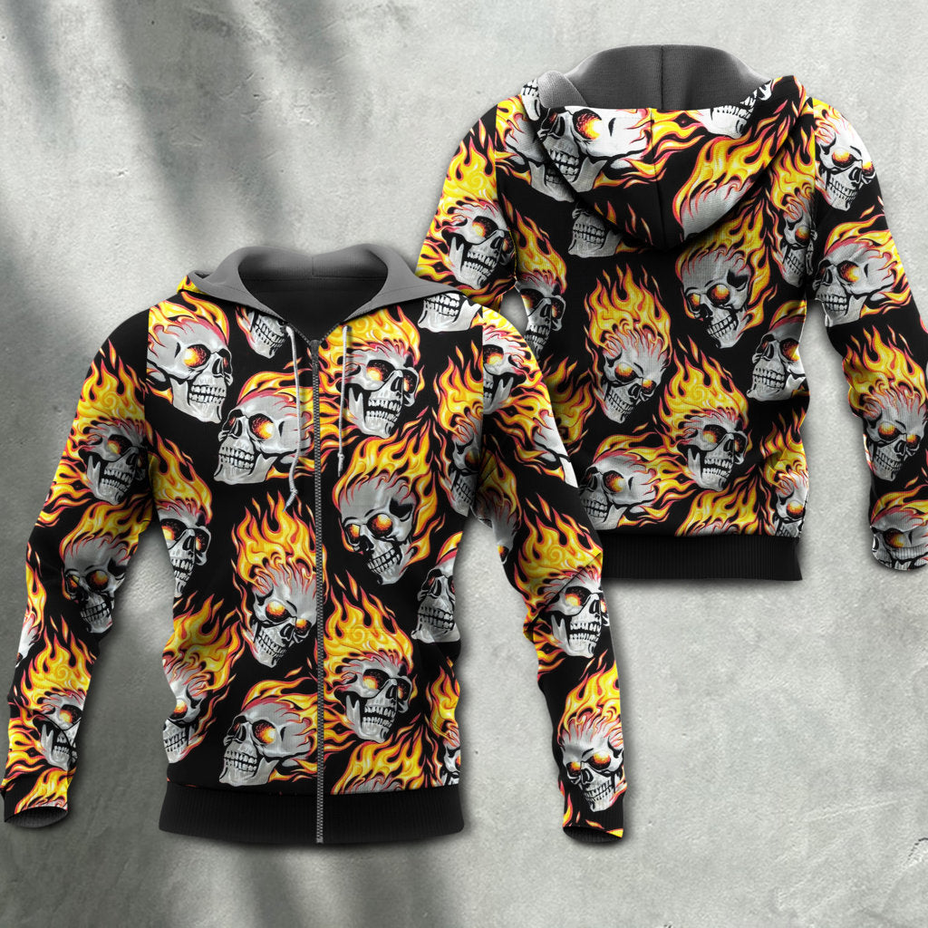 Skull Cool Fire Energy Style - Hoodie