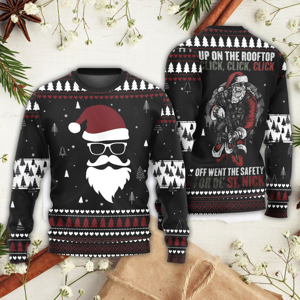 Christmas Santa Up On The Rooftop – Sweater - Ugly Christmas Sweater
