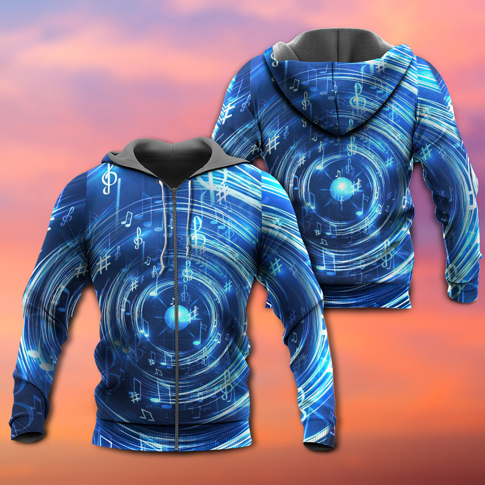 Neon Music Circle Notes Art – 3D Hoodie