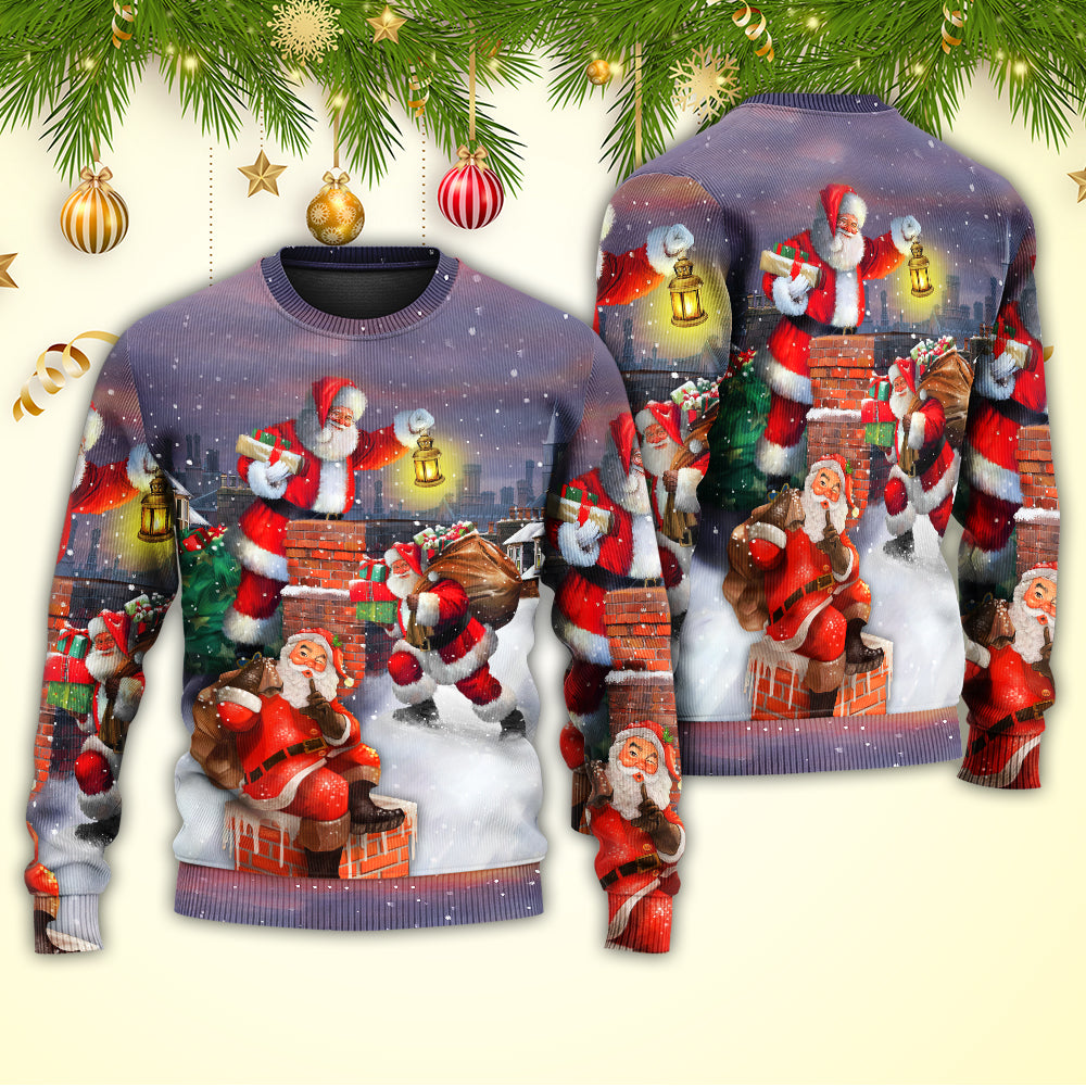 Christmas Having Fun With Santa Gift Art – Sweater - Ugly Christmas Sweater