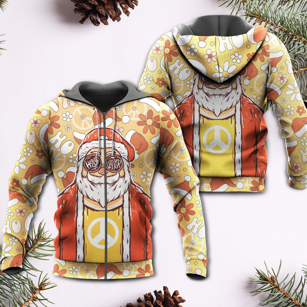 Christmas Santa Cute Hippie Groovy - Hoodie
